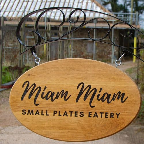 Large Oval Wooden Sign with Metal Bracket | The Sign Maker Shop
