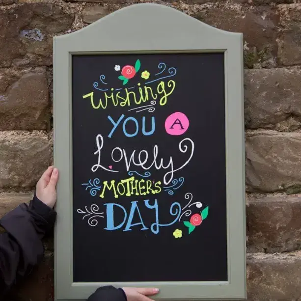 Painted Blackboard with Painted Wooden Framed Edge