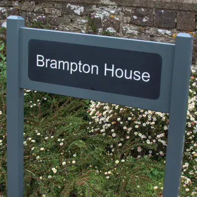 Painted Hardwood Entrance Signs with Engraved Insert