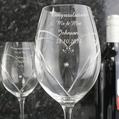 Pair of Hand Cut Diamante Glasses or Flutes | The Sign Maker Shop