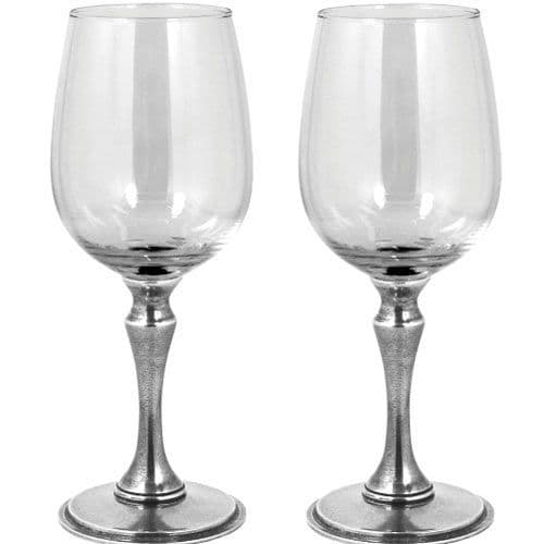 Pair of Wine Glasses on Pewter Stems