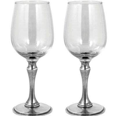 Pair of Wine Glasses on Pewter Stems