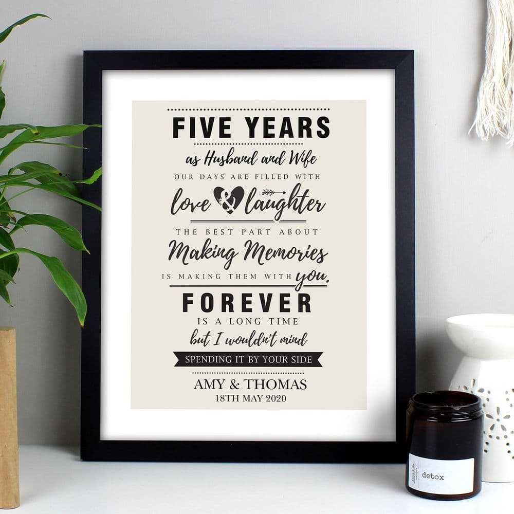 Personalised and Framed Aniversary Words