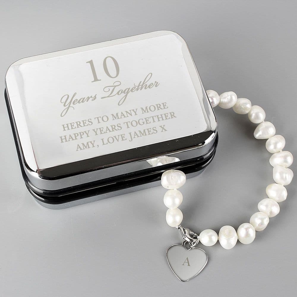 Personalised Anniversary Gift Box with Pearl Bracelet