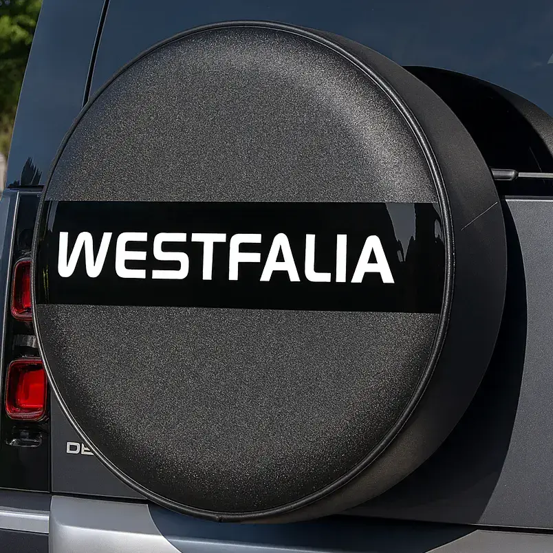 Personalised ArmourTec Wheel Cover with Cut Vinyl Lettering