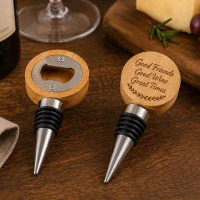 Personalised Bamboo Wine Stopper & Bottle Opener