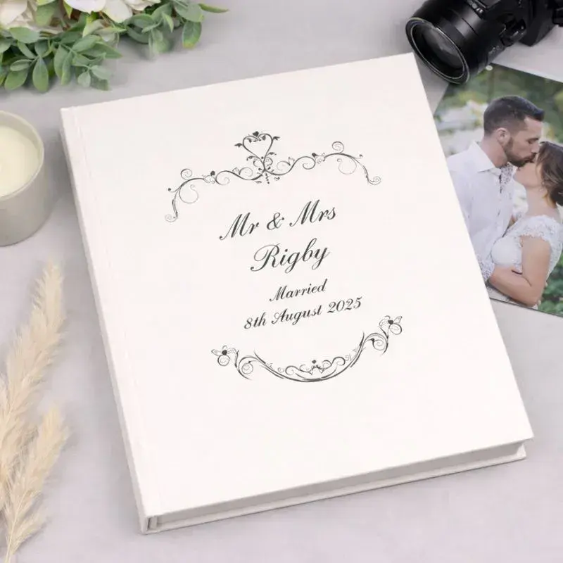 Personalised Black Scroll Photo Album