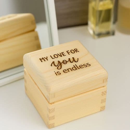90mm Square Chunky Solid Pine Trinket Box | The Sign Maker Shop