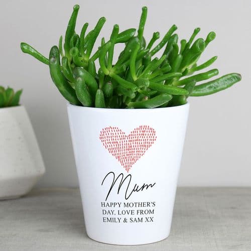 Personalised Ceramic Flower Pot with Heart | The Sign Maker Shop