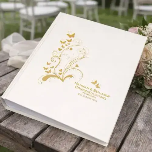 Personalised Wedding Photo Album – Gold Butterfly | The Sign Maker