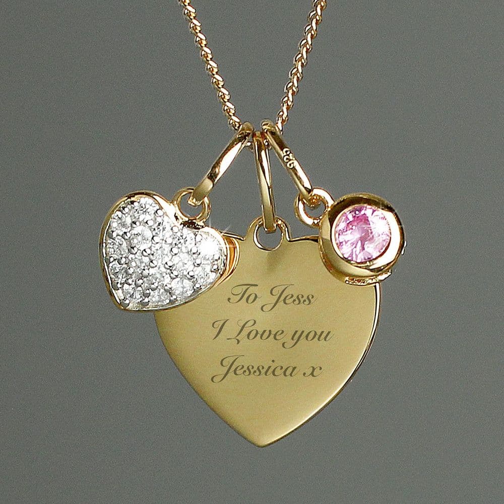 Personalised Heart Necklace with Cubic Zirconia
