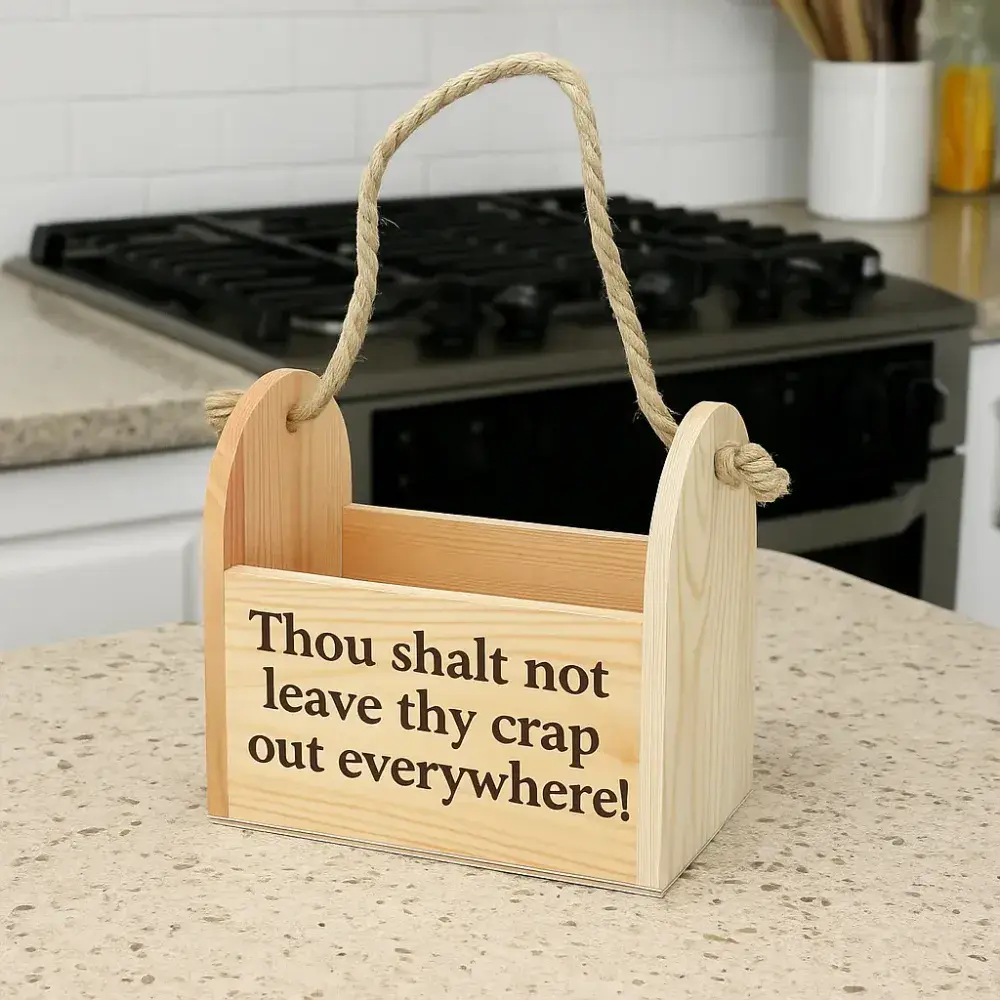 Personalised Kitchen Caddy With Rope Handle