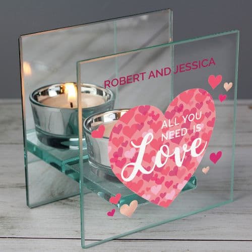 Personalised Mirrored Tea Light - Hearts | The Sign Maker Shop
