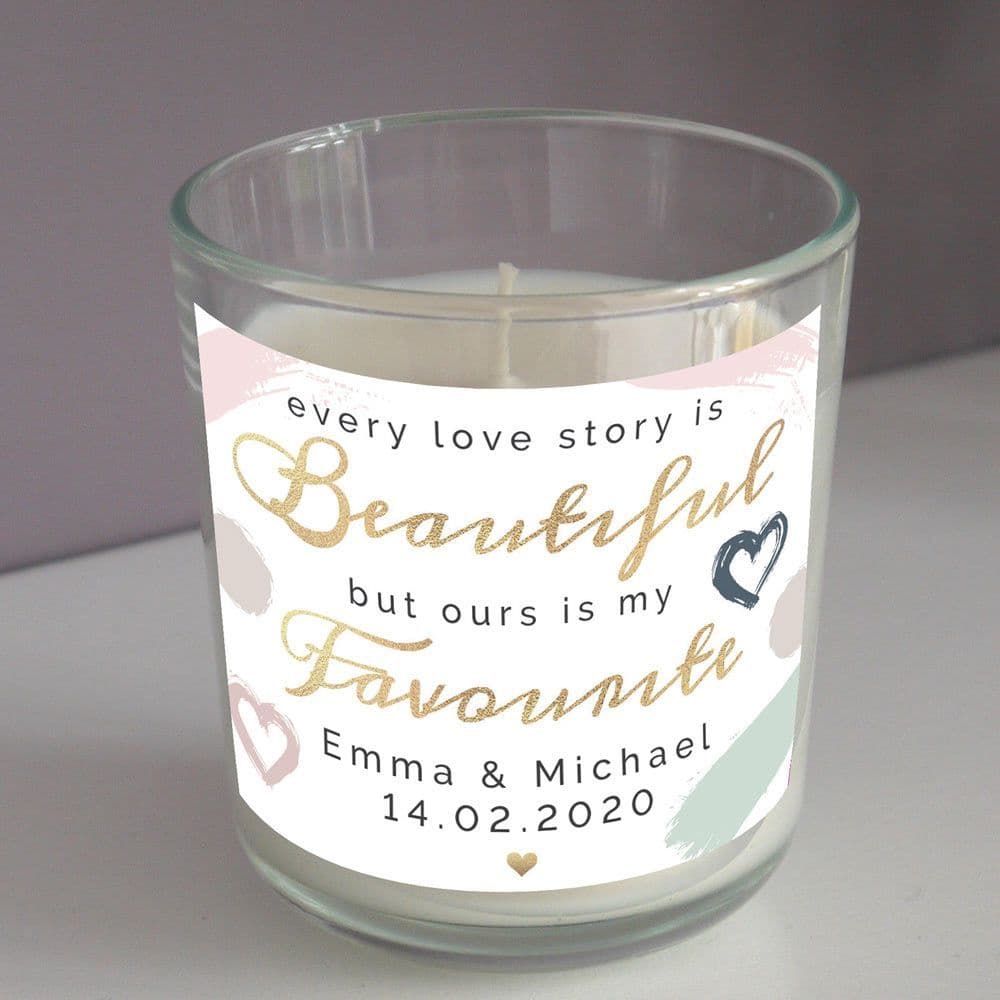 Personalised Scented Candle in Jar - Every Love Story Is Beautiful)