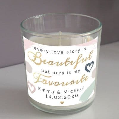 Personalised  Scented  Candle in Jar -  Every Love Story Is Beautiful)