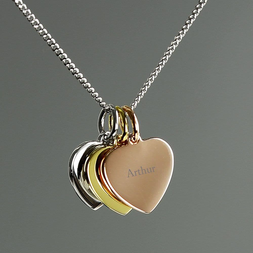 Personalised Three Hearts Necklace
