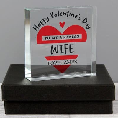 Personalised  Valentines Day  Crystal Block