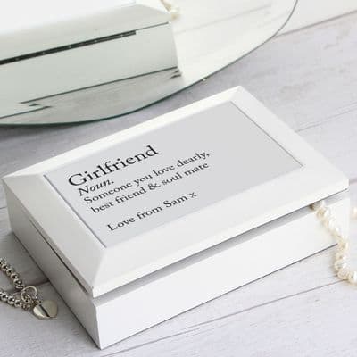 Personalised  White Wooden Definition Jewellery Box