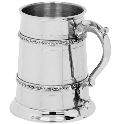 Pewter Tankards with Cast Pewter Banding  - 1 Pint