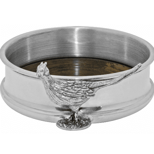 Polished Pewter Pheasant Wine Bottle Coaster | The Sign Maker Shop