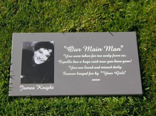 Photo Inset into Stone-Like Memorial Plaques | The Sign Maker Shop