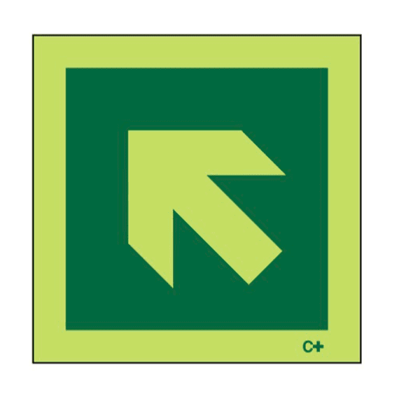 Photoluminescent Fire Exit Sign - CPPP - Arrow Diagonal