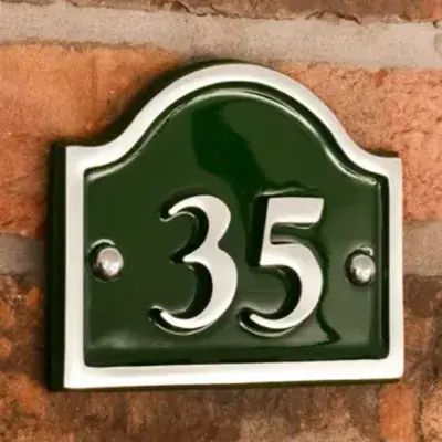 Polished  Bridge Top Cast Aluminium House Number - PA9 - 140mm x 115mm