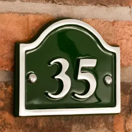 Polished Bridge Top Cast Aluminium House Number - PA9 - 140mm x 115mm