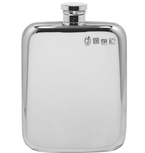 Polished Pewter Hip Flask with Rounded Corners