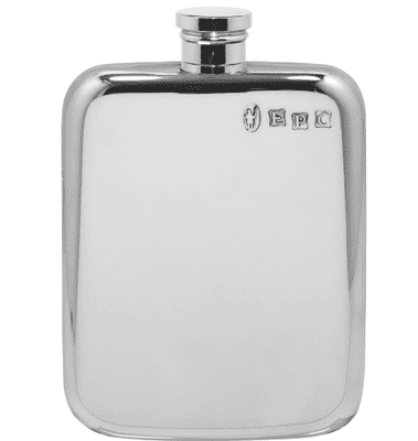 Polished Pewter Hip Flask with Rounded Corners