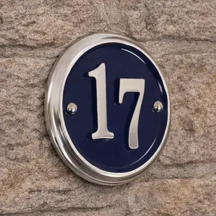 Polished  Round Cast Aluminium House Number -  160 mm diameter PA6