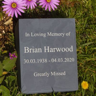 Portrait Slate Memorial Wedge with Engraved Lettering