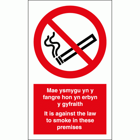 Prohibition Sign - No Smoking Laws (Wales) In Welsh (8527)
