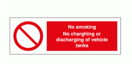 Prohibition Sign - No Smoking, No Charging Or Discharging Of Vehicle Tanks (8597)