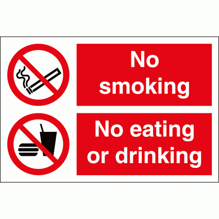 Prohibition Sign - No Smoking, No Eating Or Drinking (8525)