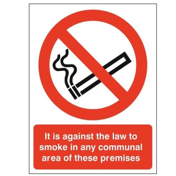 Prohibition Sign - PRS - No Smoking Law In Communal Areas