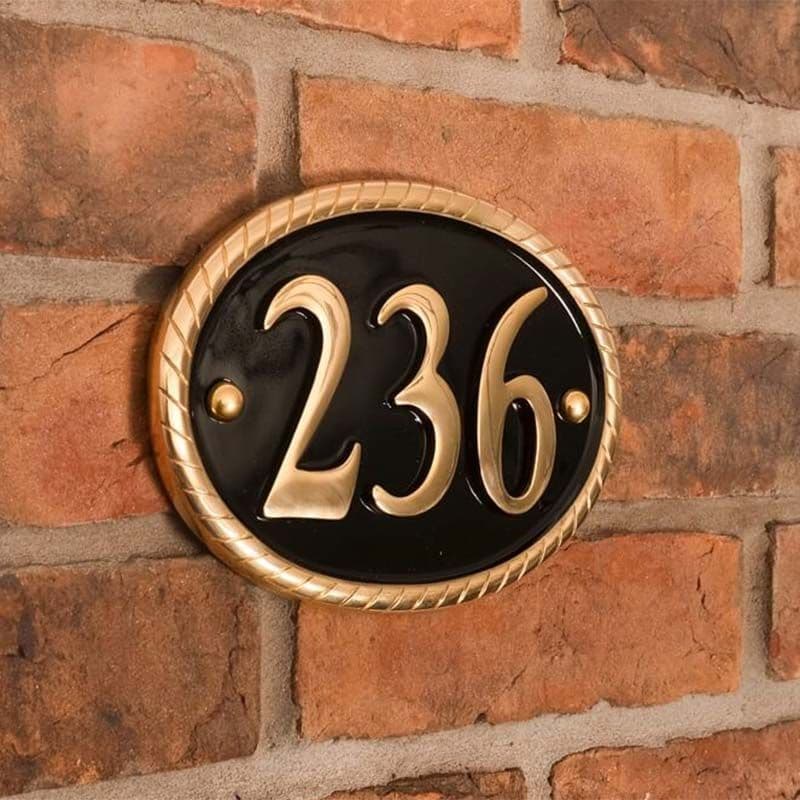 Rope Edge Cast Brass Number Sign - B7 - 19 x 14cm