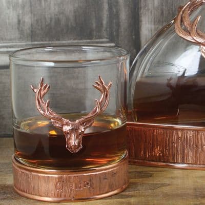 Rose Pewter Majestic Stag Glass Tumblers