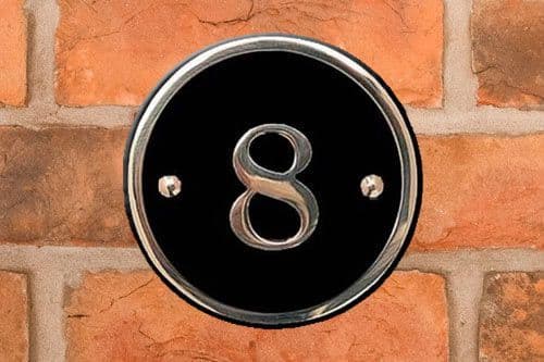 Round Brass House Number Sign