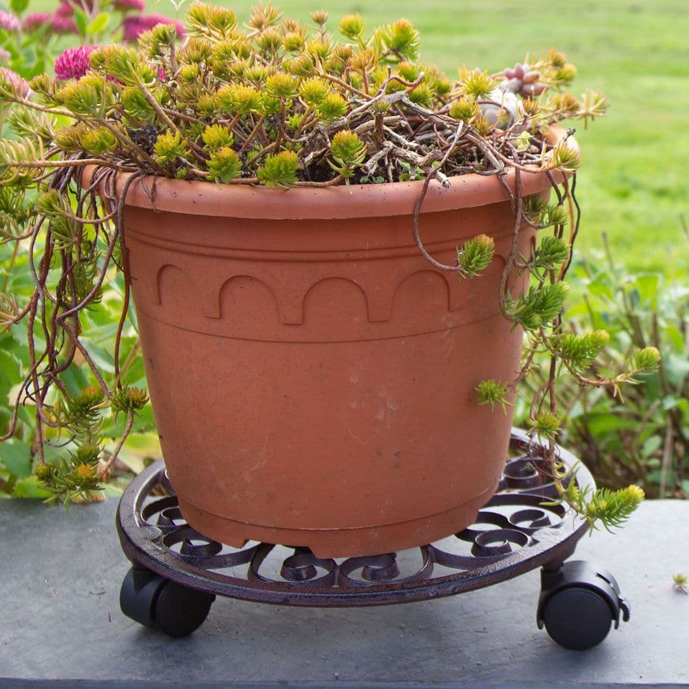 Round Cast Iron Plant Trolley