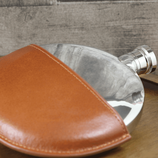 Round Ellipse Pewter Hip Flask 5.5oz