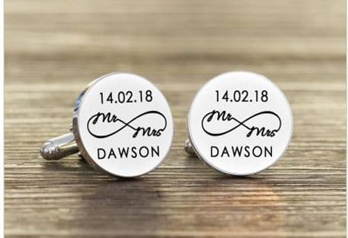Round Mr & Mrs Infinity Cufflinks