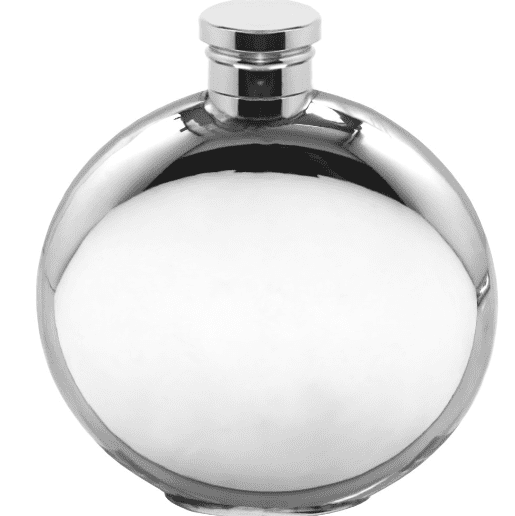Round Polished Pewter Hip Flask