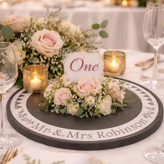 Round Slate Wedding Cake Stands / Table Centres | The Sign Maker Shop