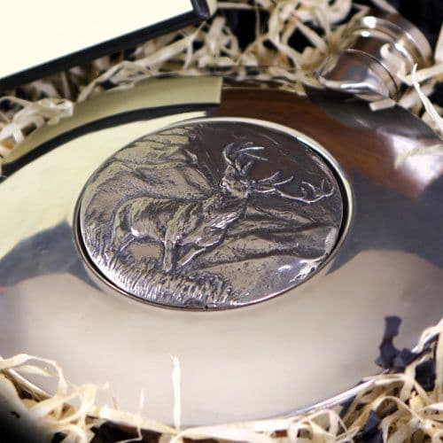 Round Stag Flask made from Pewter