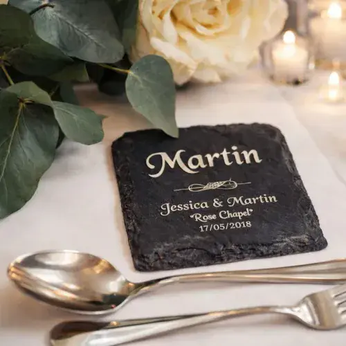 Rustic Slate Coaster - Place Name Setting | The Sign Maker Shop