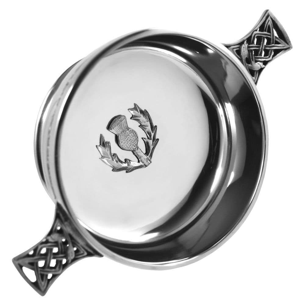 Scottish Thistle Design Pewter Quaich - 5 Sizes