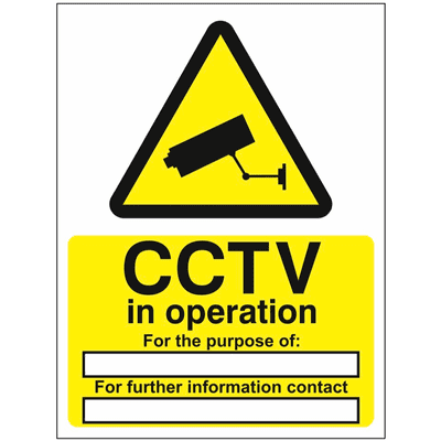 Security Sign -  CC - CCTV In Operation/ For the Purpose Of