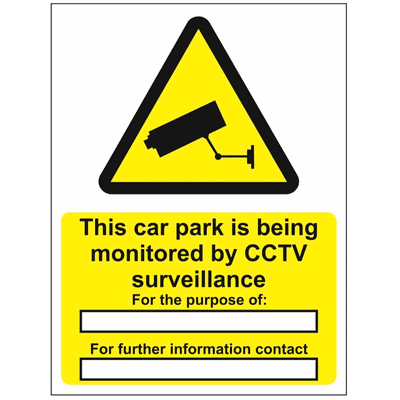 Security Sign -  CC - This Car Park Is Being Monitored By CCTV Surveillance