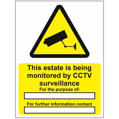 Security Sign -  CC - This Estate Is Being Monitored By CCTV Surveillance